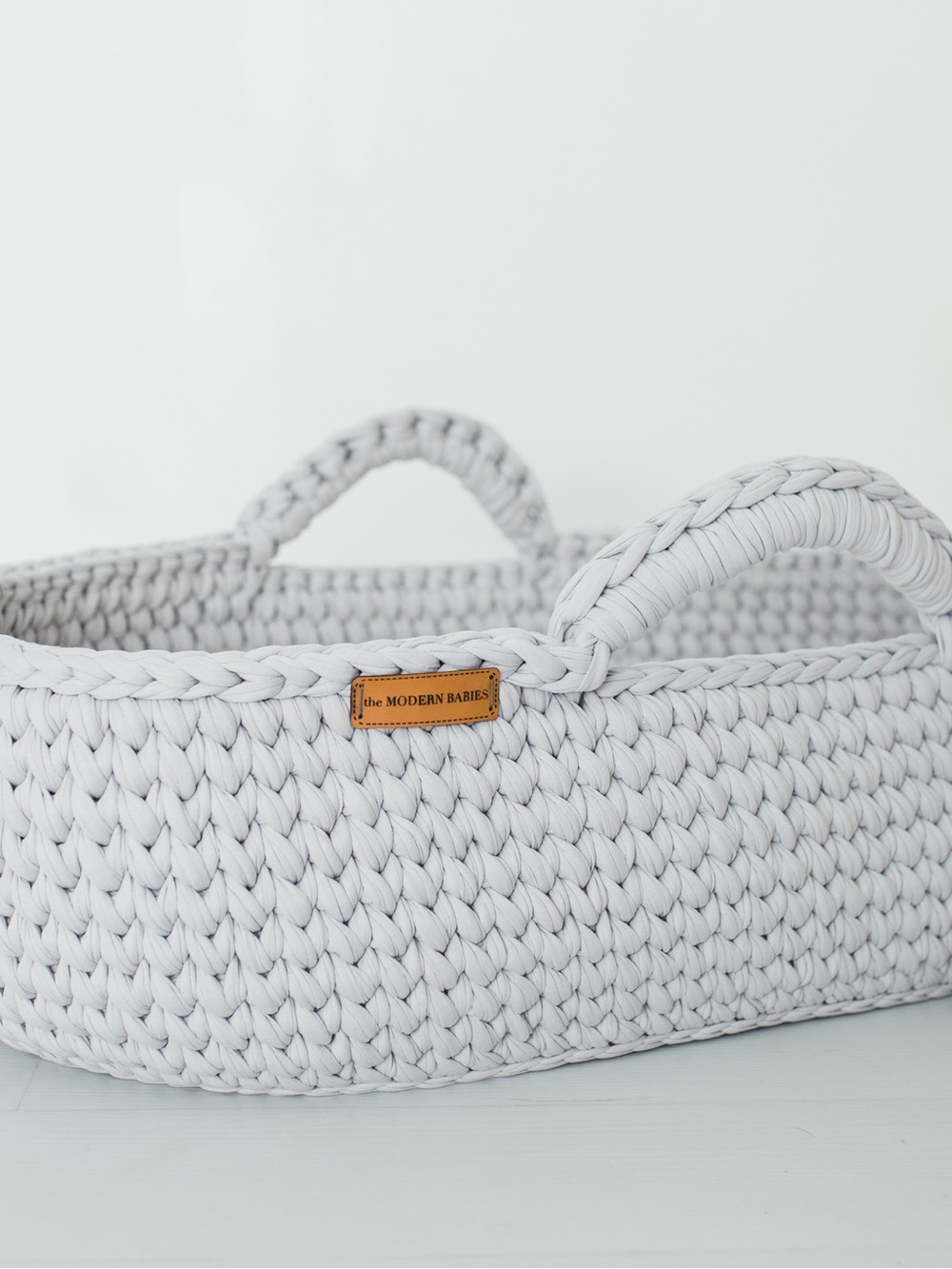 Light Gray Woven Cotton Baby Basket